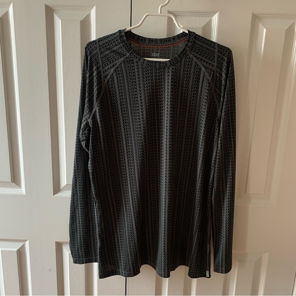 Saxx Men's Long Sleeve Tee - Black Pattern - Picture 2 of 6